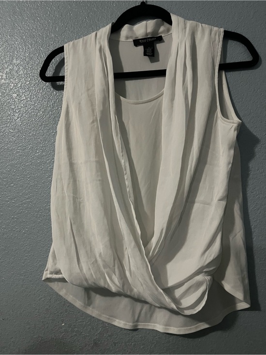 White House Black Market Tops - White House Black Market White Draped Sleeveless Camisole